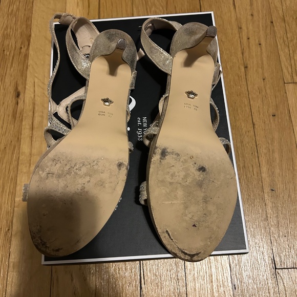 Nina Gold Shimmer Rhinestone Heels Shoes Size 10 – Used with Box - Picture 4 of 5